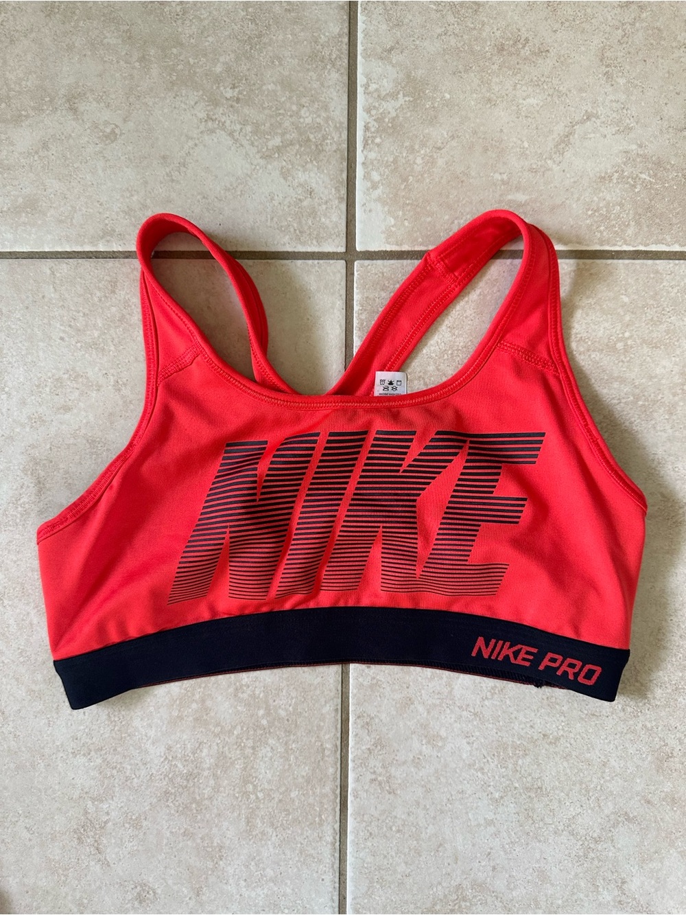 Nike Women's Bright Red Logo Sports Bra with Black Band